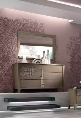Komoda zrcadlo Nový luxusní kompletní set ložnice, přihrádka hnědá 2dílná.