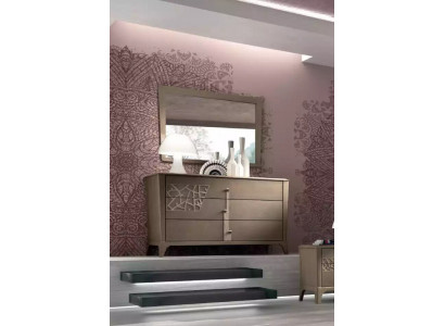 Komoda zrcadlo Nový luxusní kompletní set ložnice, přihrádka hnědá 2dílná.
