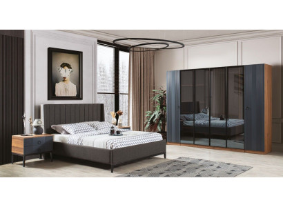 Loft Ložnice Set Postel 2x Noční Stolky Šatní Skříň Design 4ks.