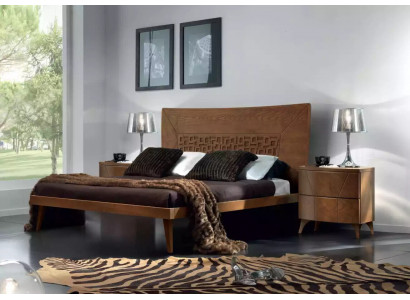 Ložnice Set postel 2x noční stolky Design Luxus Postele hnědý 3 dílný.