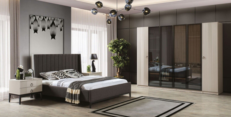 Ložnice Sada postel 2x noční stolky šatník moderní nábytek 4 kusy