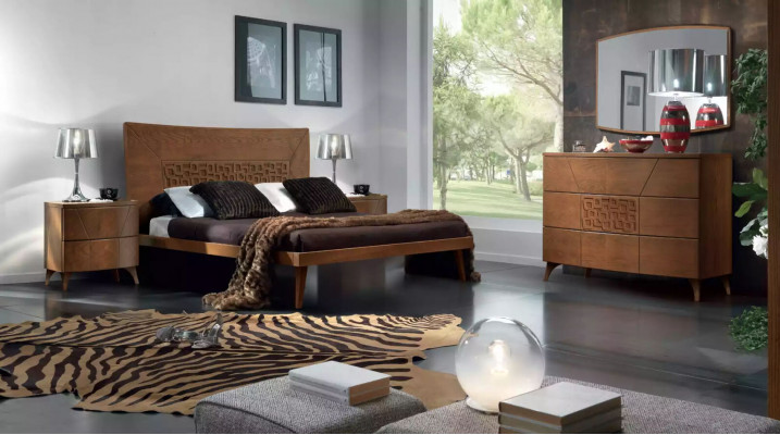 Ložnice Sada Postel 2x Noční stolky Komoda Design Luxus nový 5-dílný.