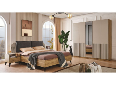 Ložnice Sada Design Moderní Luxusní Postel 2x Noční Stolky Skříň 4dílný Nový