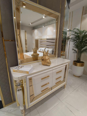 Ložnice sada Kompletní postel + 2x noční stolky Komoda se zrcadlem Moderní Nové