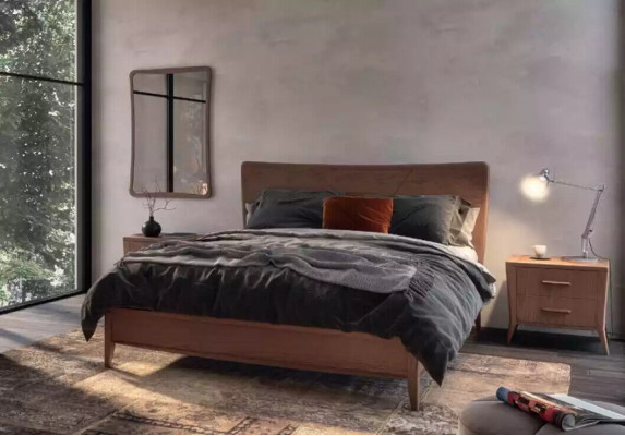 Ložnice Set Luxusní postel 2x noční stolky design nový hnědý 3dílný Moderní