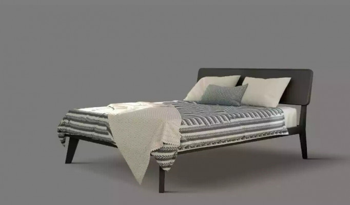 Ložnice Set Luxus Postel 2x Noční stolky Design šedá 3 kusy Komoda
