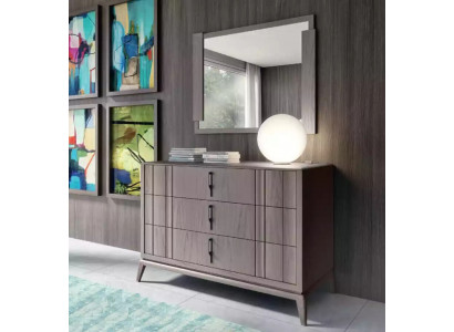 Ložnice luxusní sada, komoda, zrcadlo, designová komoda, hnědá, 2 části, dřevo.