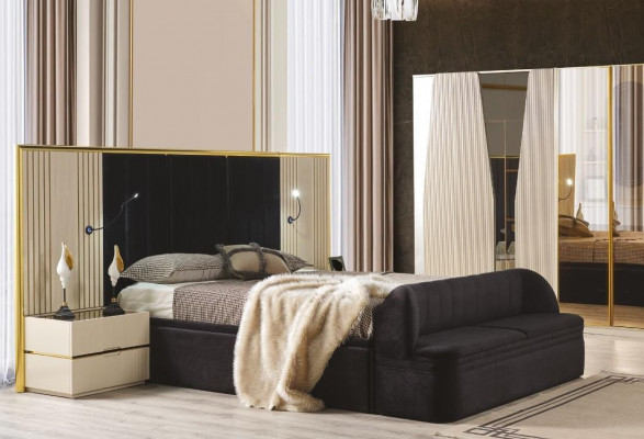 Ložnice set 4 kusů luxusní dřevěný nábytek Elegantní skříň noční stolek stolec