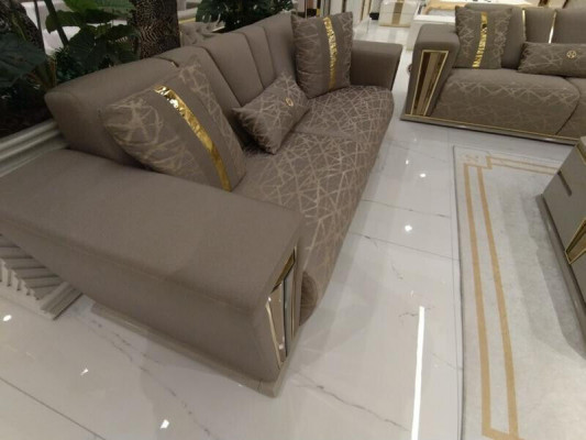 Moderní sedací souprava 3+3+1 sedák textilního křesla 3místná pohovka 3dílná sada design nový