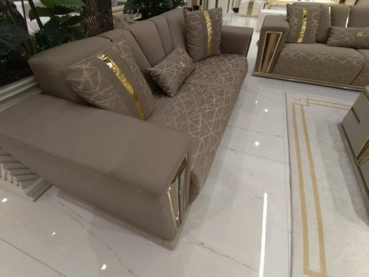 Sofa set 3+1+1 seats textile wood sofa 3 seater modern armchair complete set