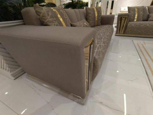 Sofa set 3+1+1 seats textile wood sofa 3 seater modern armchair complete set