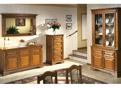 Obývací pokoj Set 4 dílný Komoda Vitrína Sideboard Koloniální styl Obývací stěna