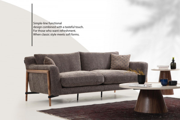 Třísedák Pohovka 3Místná Látka Moderní Pohovky Design Obývací Pokoj Šedá
