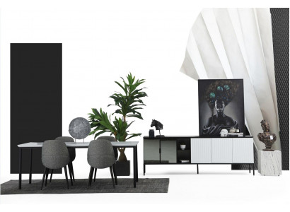 Skupina jídelna Jídelní židle Stůl Dřevo Set 5 kusů šedého designu.