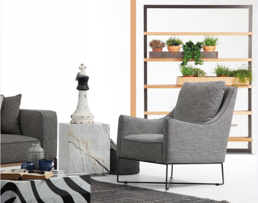 Kompletní sedací souprava, pohovková souprava, pohovka 3+2+1 místná látková sada šedá