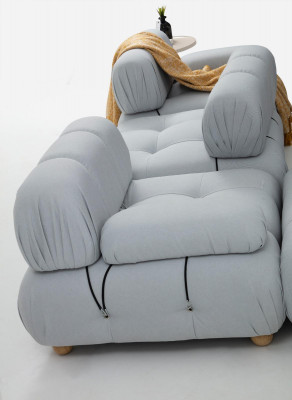 Kompletní sedací souprava, pohovka 3+2+1 místná moderní šedá látková souprava.