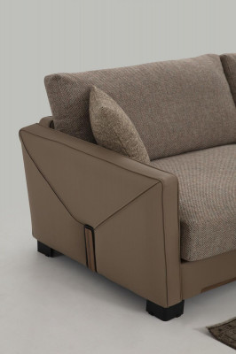 Pohovka 3 místná moderní textilní béžová designová pohovka do obývacího pokoje