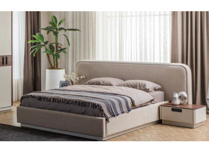 Stylový nábytek do ložnice, designová postel s polstrováním, dvojlůžko, 2x noční stolky