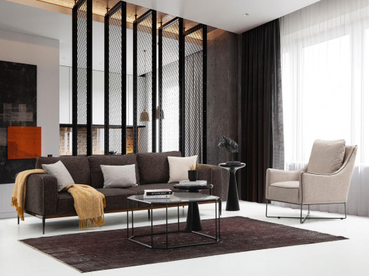 Sofáová sestava 3místná židle třímístná šedá látka Pohovky moderní design