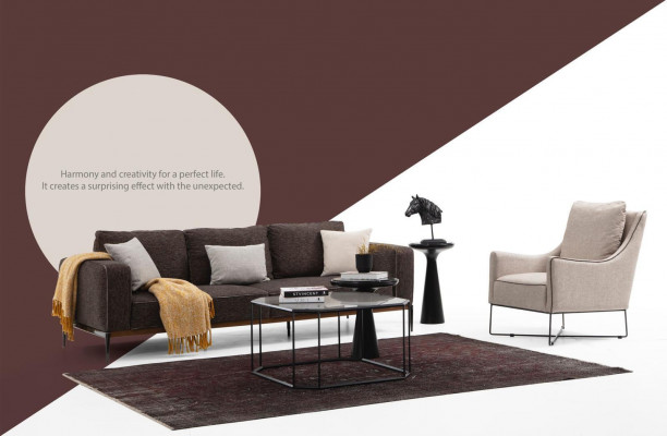 Sofáová sestava 3místná židle třímístná šedá látka Pohovky moderní design