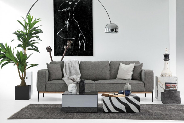 Sofa set 4 místa křeslo čtyřmístné látka Pohovky Moderní design Šedá