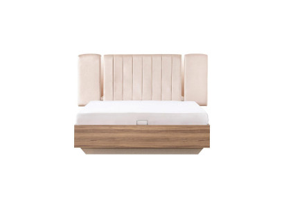 Rám postele Manželská postel s úložným prostorem Beige látka Luxus Moderní