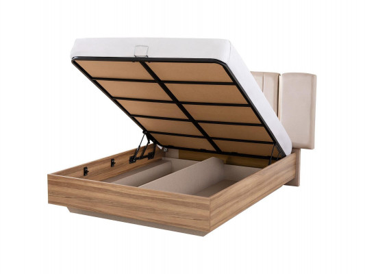 Rám postele Manželská postel s úložným prostorem Beige látka Luxus Moderní