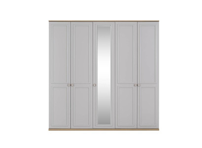 Kleiderschrank Ložnice Skříň Šedé dřevo Zrcadlo 5 dveří