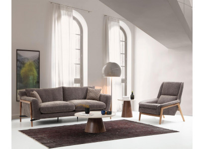 Sofa, sedací souprava 2místná židle dvoumístná látka obývák šedá