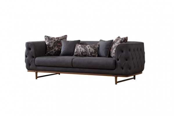 Černá pohovka Chesterfield Designer s funkcí postele do obývacího pokoje pro 3 osoby.
