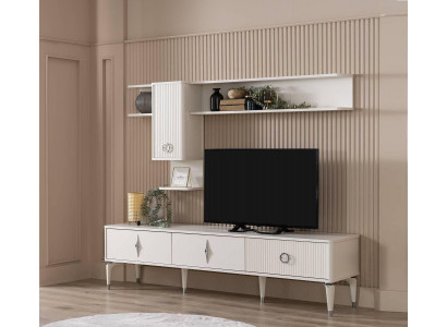 Úplný TV stojan Skříň RTV Lowboard Regály do obývacího pokoje Bílý dřevo