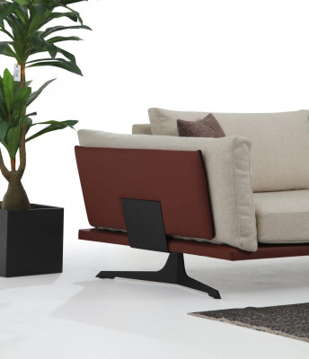 Třísedák Pohovka 3místná Látka Beige Moderní Design Obývací Pokoj Luxus