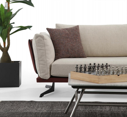 Třísedák Pohovka 3místná Látka Beige Moderní Design Obývací Pokoj Luxus