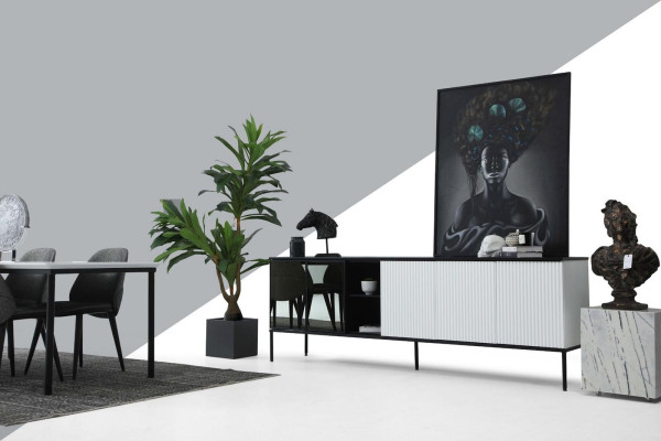 Sideboard Kommode Anrichte aus Holz im modernen Design in Weiß für das Wohnzimmer.