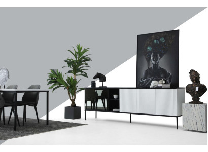 Sideboard Kommode Anrichte aus Holz im modernen Design in Weiß für das Wohnzimmer.
