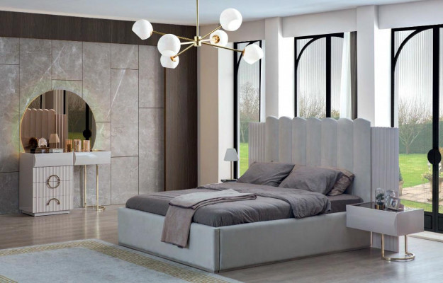 Kompletní ložní souprava postel toaletní stolek dřevo noční stolky 4dílná