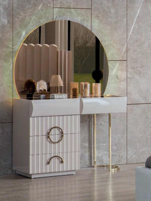 Kompletní ložní souprava postel toaletní stolek dřevo noční stolky 4dílná