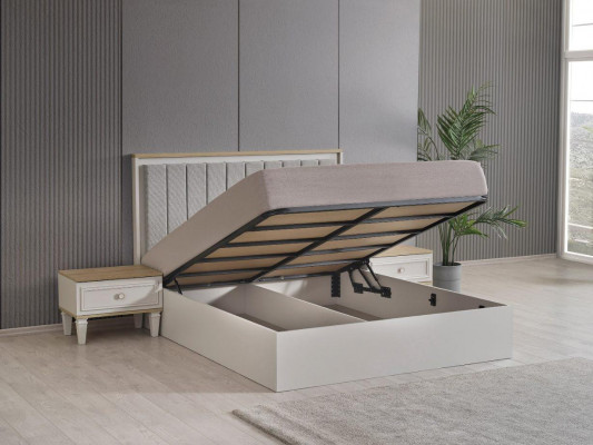 Kompletní ložní nábytek Moderní postele Dřevo 6dílná ložnice Šedá