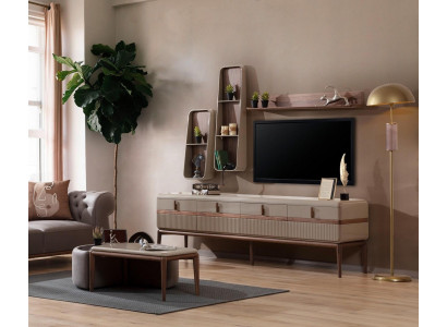 Návrhářský RTV-úzký skříň Luxusní regály Stylový obývací pokoj Nábytek z dřeva