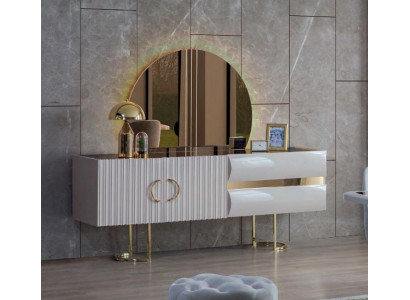 Designer Bílá nerezová nástěnka Moderní jídelní stůl z dubu Edlová komoda
