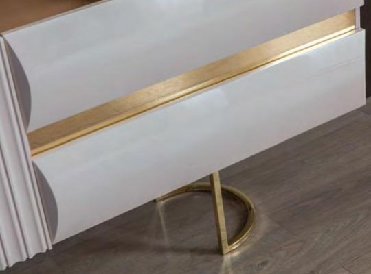 Designer Bílá nerezová nástěnka Moderní jídelní stůl z dubu Edlová komoda