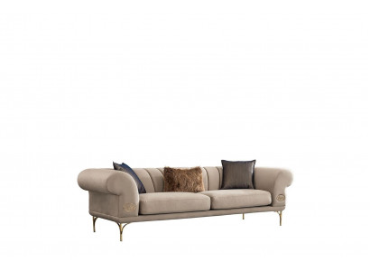 Beige třímístná luxusní sedací souprava s potahem - sedací nábytek do obývacího pokoje, třímístná, nová.