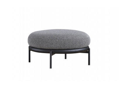 Sedací souprava šedý kulatý polstrovaný stolička - luxusní noha podnož nový