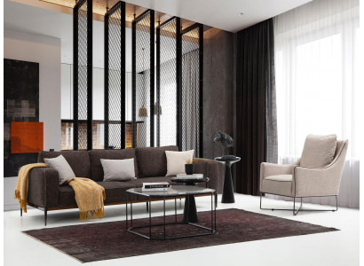 Sedadlo 2 Osoby Křeslo Dvojmístná Šedá Látka Pohovky Moderní Design