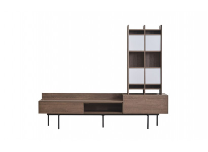 Obývací pokoj hnědý TV stojan stěnová skříň Moderní stěnová jednotka Set 3 kusy