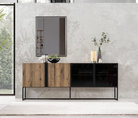 Anrichte Sideboard s zrcadlem skupina komody ze dřeva hnědé barvy do jídelny