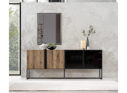 Anrichte Sideboard s zrcadlem skupina komody ze dřeva hnědé barvy do jídelny