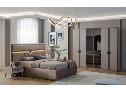 Manželská postel Kompletní ložní nábytek Postel Noční stolky Beige 4 ks