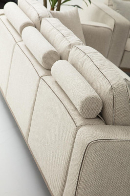 Pohovka čtyřmístná 4místná látková pohovka Moderní design obývacího pokoje Beige.