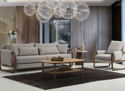 Sofa sestavy 4 křesla 4místná sedací souprava Moderní šedý látkový design